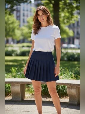 OAK + FORT Black Pleated Tennis-Style Mini Skirt/Skort